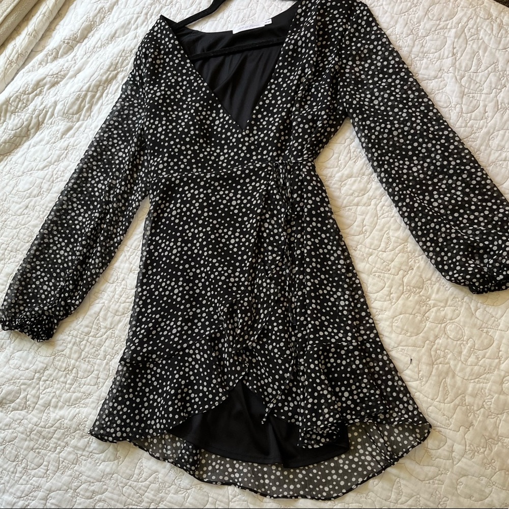 Polka dot wrap mini dress